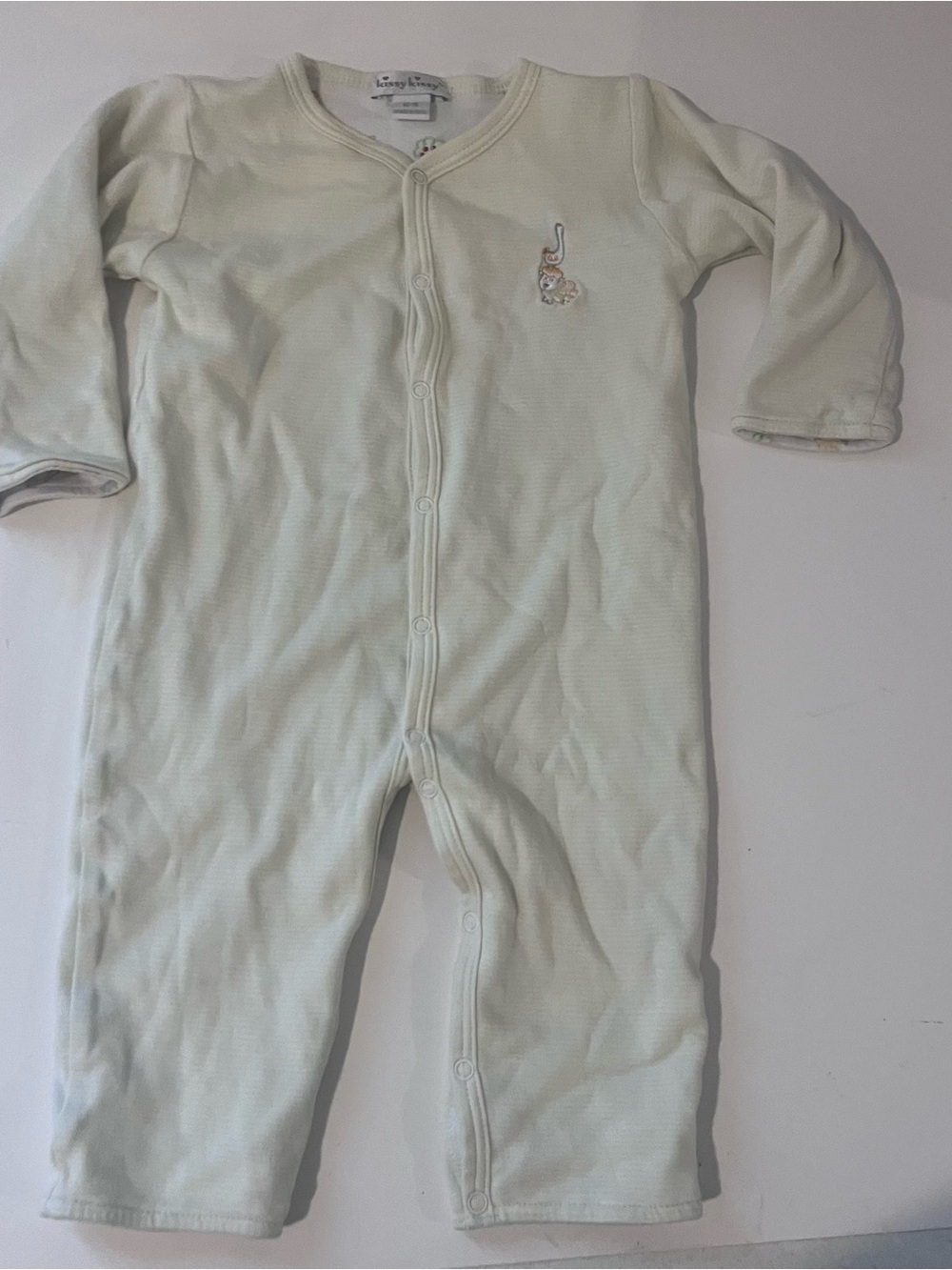 Kissy Kissy Neutral Baby Reversible Snap Long Romper 6-9 Months Yellow Pima Farm